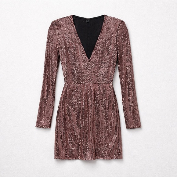 Forever 21 Dresses & Skirts - Elegant Rose Gold Sequin Long Sleeve Dress, Large